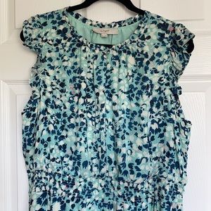 Loft shimmer floral spring ruffle sleeve dress XL NWT